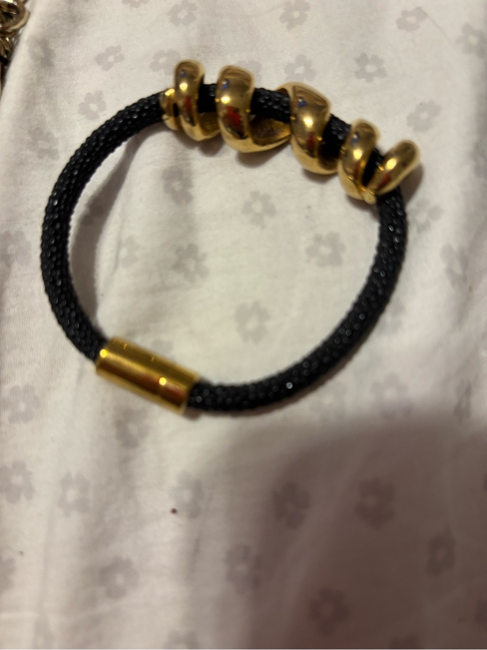 Gold Accent Black Rope Bracelet - Women's Fashion Bracelet